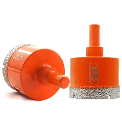 Image of BGTEC Diamond Core Drill Bits, 2pcs 45mm Triangle Shank Hole Saw Bits for Ceramic Porcelain Tile Marble Granite Stoneware Quartz Vacuum Brazed Bit 65mm Length
