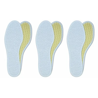 Image of Lenzen 3 Pairs Washable Cotton Terry Shoe Insoles I Breathable Barefoot Insole Inserts with Activated Carbon (45 EU / 11 UK Men)