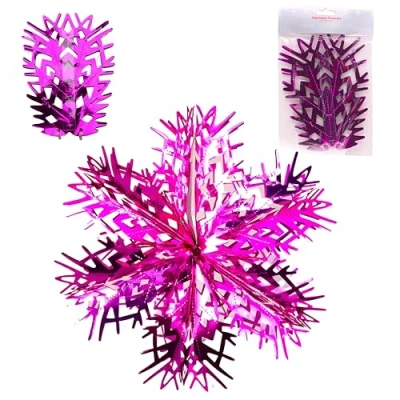 Image of Christmas Concepts® 16 (1.3ft) Large Foil 3D Snowflake Hanging Decoration Trimming (Hot Pink)
