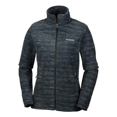 Image of Columbia Women&#039;s Fast Trek Jacket, Full Zip Fleece Black Spacedye Print, Size M