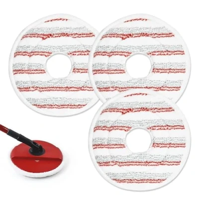 Image of 3 Pack Spin Mop Heads Replacement Compatible with Vileda, Reusable Vilda for Multi Surface and Floor Cleaning, Washable, Red