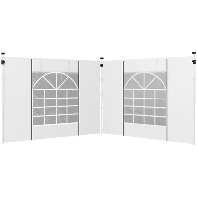 Image of Outsunny Side Panels for 3x3m or 3x6m Pop Up Gazebo with Windows &amp; Doors White