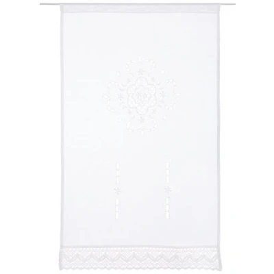 Image of Home Fashion Window Curtain Linen Structure Embroidered Fabric White 100 x 60 cm