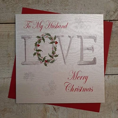 Image of WHITE COTTON CARDS To My Husband Merry Handmade &#039;Love&#039; Christmas Card (Code xx14 23)
