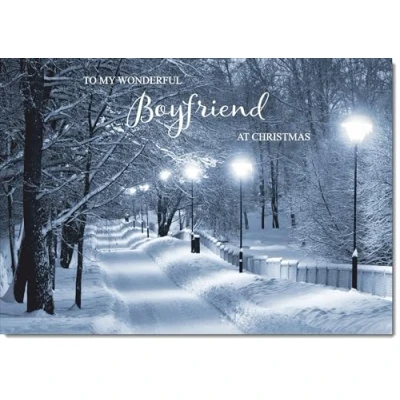 Image of doodlecards Boyfriend Christmas Card Snowy Street Scene Medium Size for with Plain Envelope