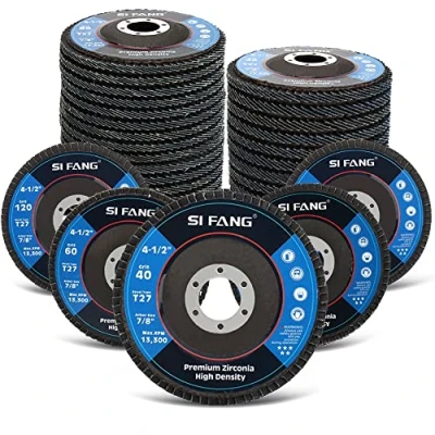 Image of SI FANG 115mm Zirconia Flap Disc 20Pcs Mix Set, Premium Grinder Sanding for 4 1/2&quot; Angle Grinder, 40/60/80/120 Assorted Grit Discs Grinding Wheel Stainless Steel and All Metal