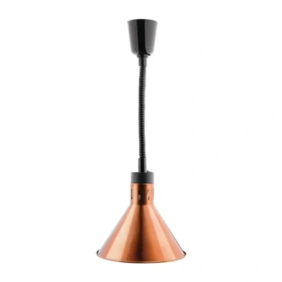Image of Buffalo 250W Conical Retractable Heat Shade, Copper Finish, Adjustable Cord length: 280 1520 mm, Bulbs Sold Separately, Professional Installation Required, DY463