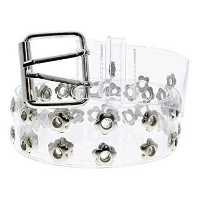 Image of Zac&#039;s Alter Ego Adjustable Clear Transparent PVC Belt with 2 Row Floral Eyelets