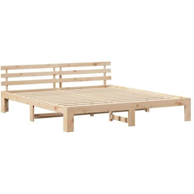 Image of vidaXL Pine wood Bed Frame Natural Solid 200 x cm Durable
