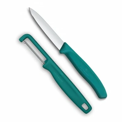 Image of Victorinox Swiss Classic paring Knife Set with Peeler, for Vegetables and Fruit, 2 Piece, Extra Sharp Blade, Green