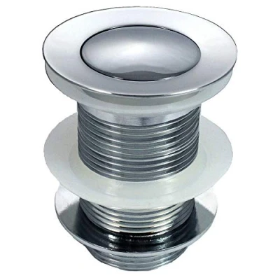 Image of Standard Chrome Unslotted Pop Up Click Clack Basin Waste Sink Tap Push Button