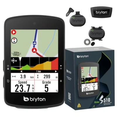 Image of Bryton Rider S510 Sensor Bundle 2.8 Inch Color LCD Touchscreen GPS Bike/Cycling Computer, Offline UK Map, Compatible with Bike Radar, 30hrs Long Battery Life
