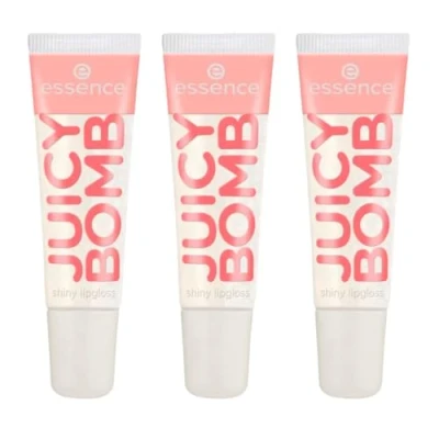 Image of essence Juicy Bomb Shiny Lip Gloss No. 101, Transparent, Shiny, Radiant Fresh, Shimmering, Vegan, Alcohol Free, Paraben No Microplastic Particles, Pack of 3 (3 x 10 ml)
