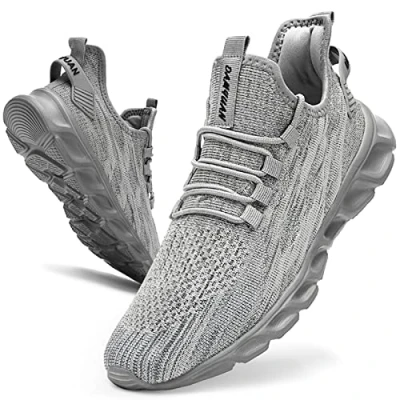 Image of Linenghs Mens Running Trainers Walking Tennis Sports Shoes Gym Casual Ligthweight Sneakers Grey 9