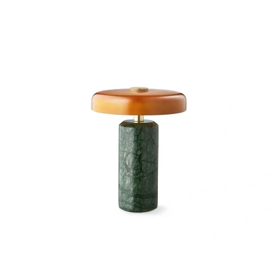 Image of DESIGN BY US Trip LED rechargeable table lamp, green / orange, marble, glass, IP44