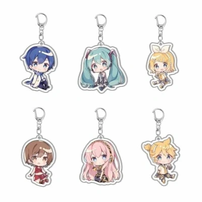 Image of SXYNIO Sekai Acrylic Keychain 6pcs Set Cute HatsuNe MK,Kagamine Rin,Kagamine Len,Megurine Luka Figure Pendant Keyrings Key Accessories Cell Phone Bag Decoration Cos Props
