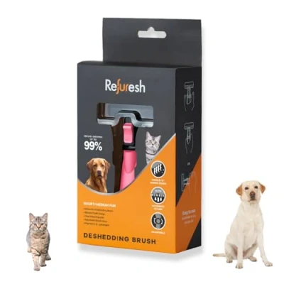 Image of (Short) Refuresh Deshedding Brush Pink &amp;Med Refresh Short &amp; Medium Hair Tool Pet Remover Grooming for Dog Cat Effective Shedding Deshed