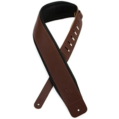 Image of Levy&#039;s DM1PD BRN 3 inch Padded Guitar Straps with Garment Leather Back Brown