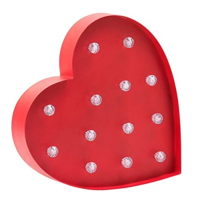 Image of Heart Shaped Integrated LED Novelty Table Wall Mood Lights Vintage Style Litecraft (Red, Single)