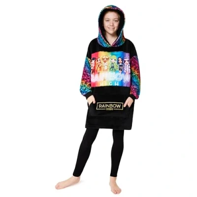 Image of Rainbow High Fleece Hoodie Blanket for Girls Teenagers One Size Kids Oversized Sherpa Lined Hood Gifts