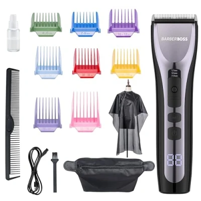 Image of BarberBoss Beard Trimmer Men, Hair Clippers Mens Grooming Kits, Cordless for Men Haircut, Waterproof Face Grooming, Clipping QR 2096