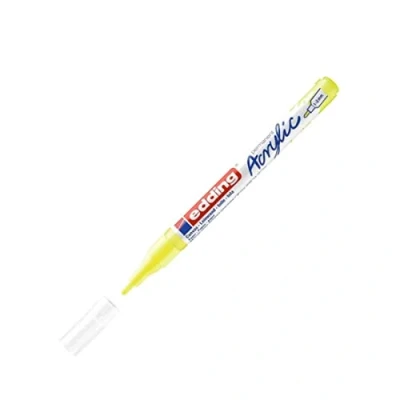 Image of edding 5300 acrylic marker fine neon yellow 1 waterproof paint round nib 2mm pen for drawing on canvas, art paper and wood markers pebbles