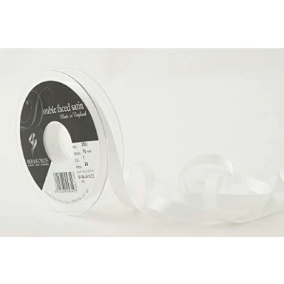 Image of Berisfords Double FACE Poly Satin, Polyester, White, 10.4 x 1.3 cm
