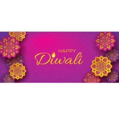 Image of PARTYRAMA.CO.UK Diwali Banner Happy Traditional Flowers PVC Party Sign/Decoration 3