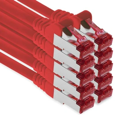 Image of 1m Cat6 Lan Ethernet Cable Patch Network Cat 6 1000 Mbit/s RJ45 Plug Internet for TV Computer switch Gaming etc. red 10 pieces