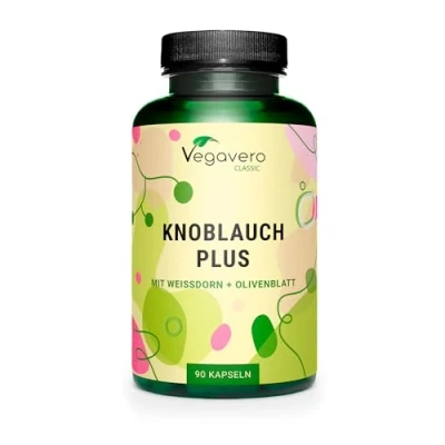 Image of Vegavero Hawthorn Garlic Supplement NO Additives with Olive Leaf Extract Allicin from Lab Tested &amp; Non GMO 90 Capsules Vegan