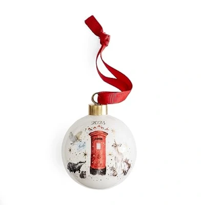 Image of Royal Worcester Wrendale Designs Annual Christmas Post CeramicBauble Limited Edition 2023