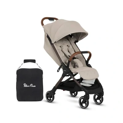 Image of Silver Cross Clic 2 Compact Stroller &amp; Travel Bag for Life On The Go Foldable Lightweight Suitable from Birth to 4 Years Latte