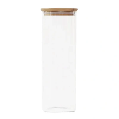 Image of Pebbly Square 2200ml Canister With Bamboo Lid