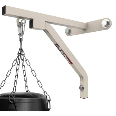 Image of RDX Punch Bag Wall Bracket, 16 Gauge Heavy Duty Iron Hanger, Steel Mount Hanging Stand Fixings D Shackle, Boxing MMA Kickboxing Muay Thai Punching Training, Rated for 100 lbs (White)