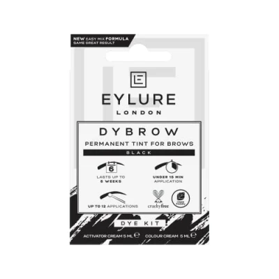 Image of Eylure Dybrow Permanent Tint for Brows Dye Kit Black (Packaging may vary) 5ML