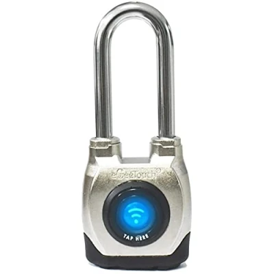 Image of eGeeTouch 4th. GEN. Smart Outdoor Weatherproof Padlock, Bluetooth + NFC, (Long Shackle)