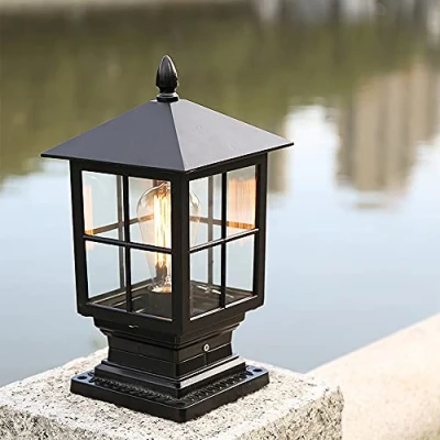 Image of ChaoZan Outdoor Street Light/Post Lights, Antique Style Light with Black Aluminum Frame, for Garden Entrance and Path Torch, IP55, 230V / E27 Max 80W