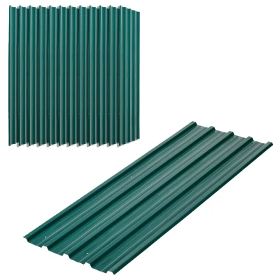 Image of Outsunny Corrugated Roofing Sheets, Pack of 12, Galvanised Metal Sheets for Greenhouse, Garage, Storage Shed, Carport, 129 x 45cm, Green