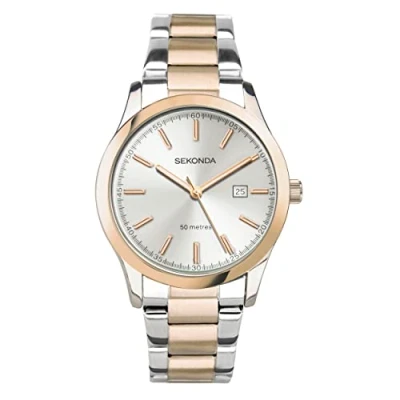 Image of Sekonda Taylor Ladies 34mm Quartz Watch in Silver with Analogue Date Display, and Two Tone Stainless Steel Strap 40474