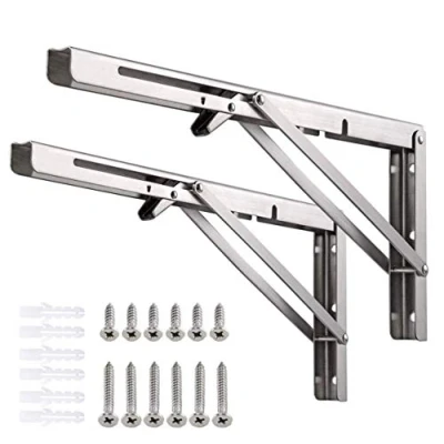 Image of Folding Shelf Brackets, Heavy Duty Stainless Steel Collapsible DIY Wall Mounted Bracket, Max Load 120kg (14 inch)