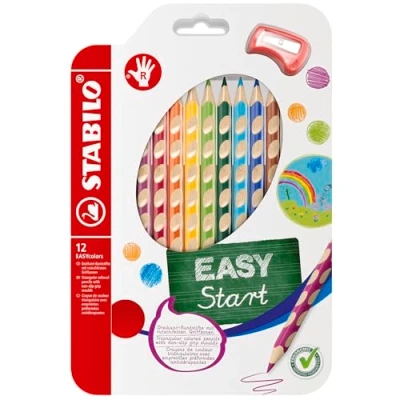 Image of Ergonomic Colouring Pencil STABILO EASYcolors Right Handed Pack of 12 Assorted Colours with Sharpener