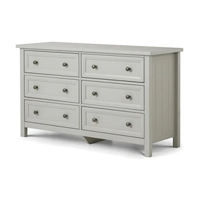 Image of Julian Bowen Maine 6 Drawer Wide Chest, Mdf, Dove Grey, Height: 74, Width: 130, Depth: 44cm