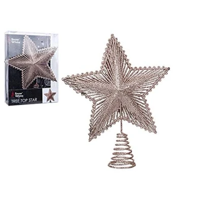 Image of Snow White Christmas TREE Rose Gold 20CM TOP Star Xmas Decor (Rose Gold, STAR)