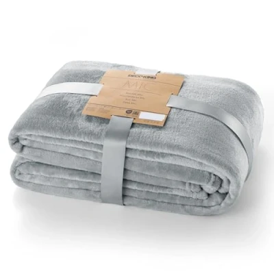 Image of DecoKing Deluxe Microfibre Fleece Super Soft Touch Snug Blanket/Sofa Bed Throw Silver Steel Grey 220x240 cm Mic