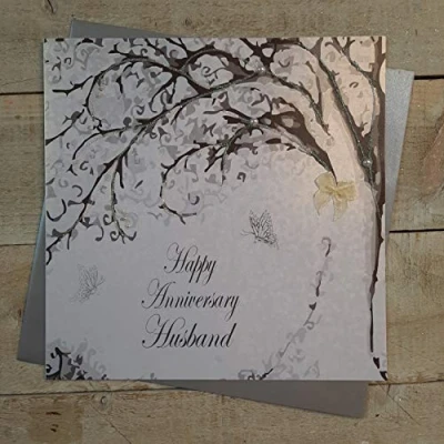 Image of WHITE COTTON CARDS Happy Husband, Handmade Large Anniversary Card (Code XPD3 H)