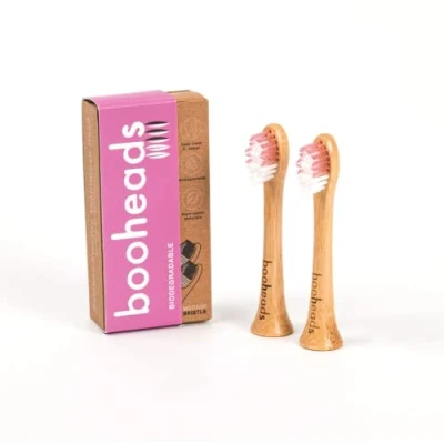 Image of booheads Bamboo Electric Toothbrush Heads Biodegradable Eco Friendly Sustainable Recyclable Sonicare Compatible Replacement Pink Edition