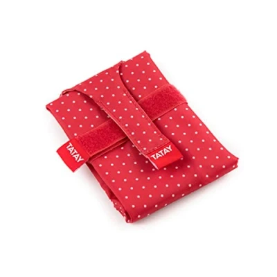 Image of TATAY Reusable Sandwich Bags, Ideal for Snack Bag, Adaptable, Easy to Clean, BPA Free, Customizable, Red with Dots Size 72.5 x 44 cm.