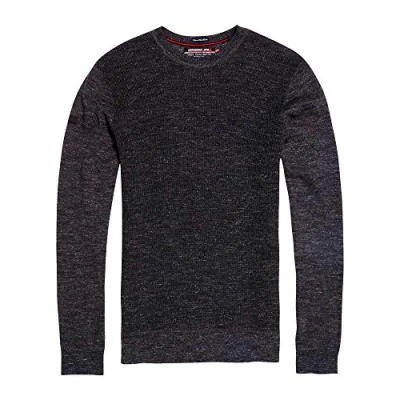 Image of Superdry Mens Premium Cotton City Textured Roundneck Long Sleeve Knit Jumper Indigo (XX Large)