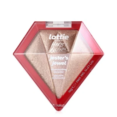 Image of Lottie London x Harley Quinn Jesters Jewel Highlighter, a unique gel to powder Champagne tinted highlighter that gives sheer, glimmering finish