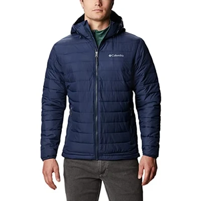 Image of Columbia Men&#039;s Powder Lite Hooded Jacket, Puffer Collegiate Navy, Size S
